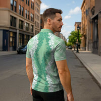 Hawaii Aloha Plumeria Lei Mint Palaka Zipper Polo Shirt - Polynesian Pride