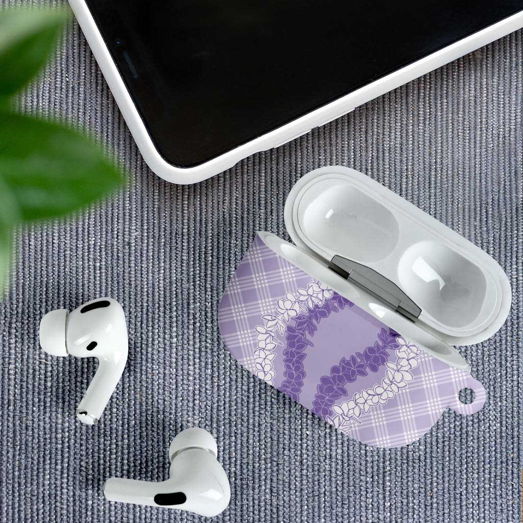 Hawaii Aloha Plumeria Lei Lavender Palaka AirPods Case - Polynesian Pride