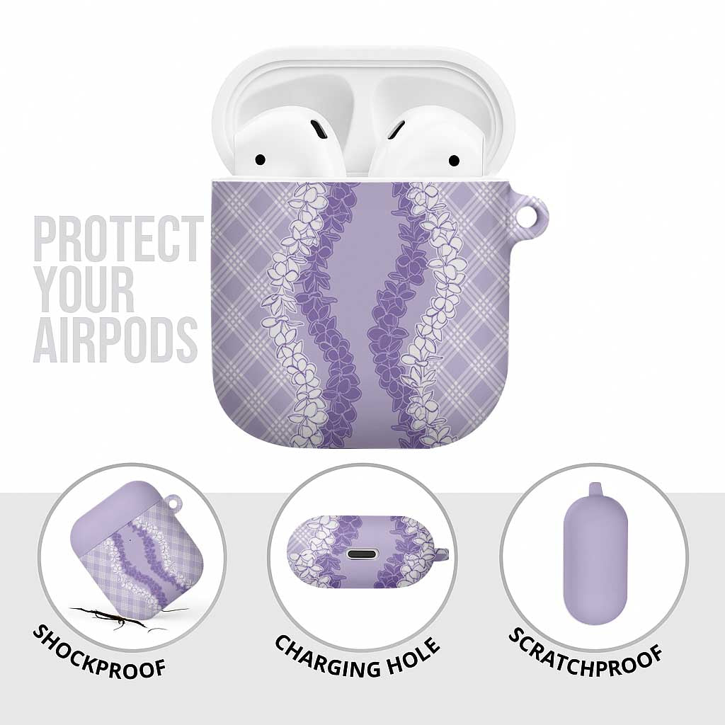 Hawaii Aloha Plumeria Lei Lavender Palaka AirPods Case - Polynesian Pride