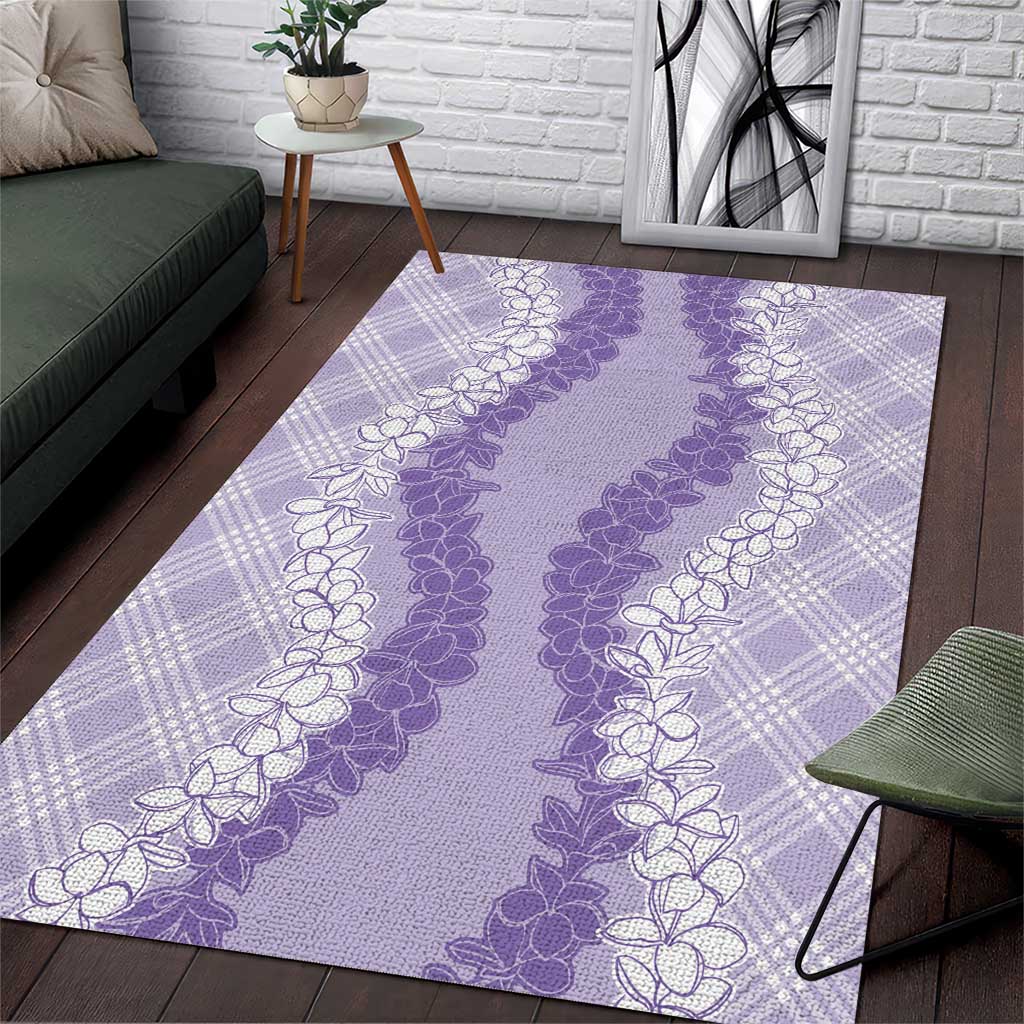 Hawaii Aloha Plumeria Lei Lavender Palaka Area Rug - Polynesian Pride