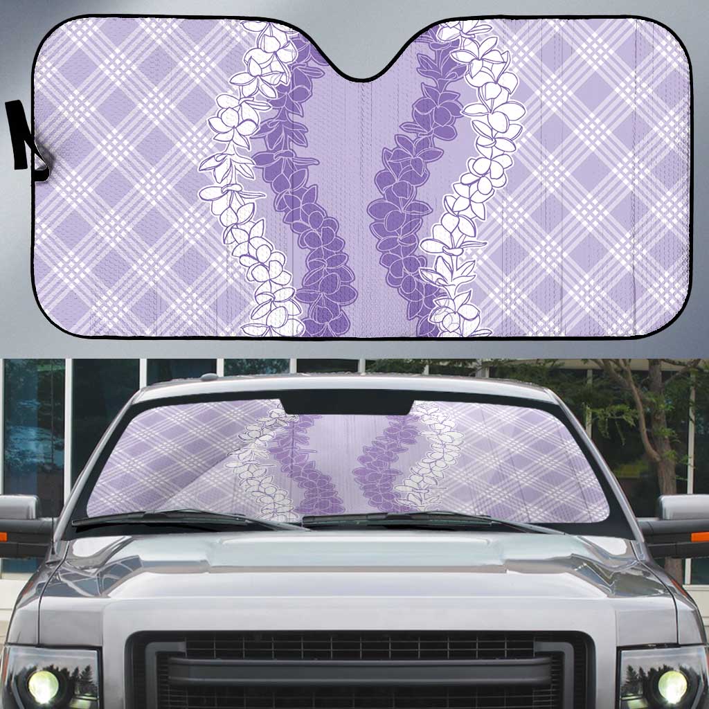 Hawaii Aloha Plumeria Lei Lavender Palaka Auto Sun Shade - Polynesian Pride