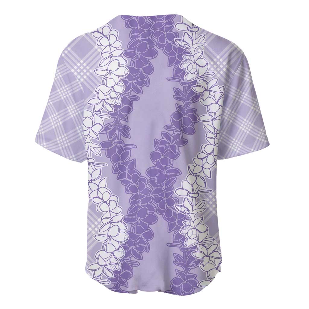 Hawaii Aloha Plumeria Lei Lavender Palaka Baseball Jersey - Polynesian Pride