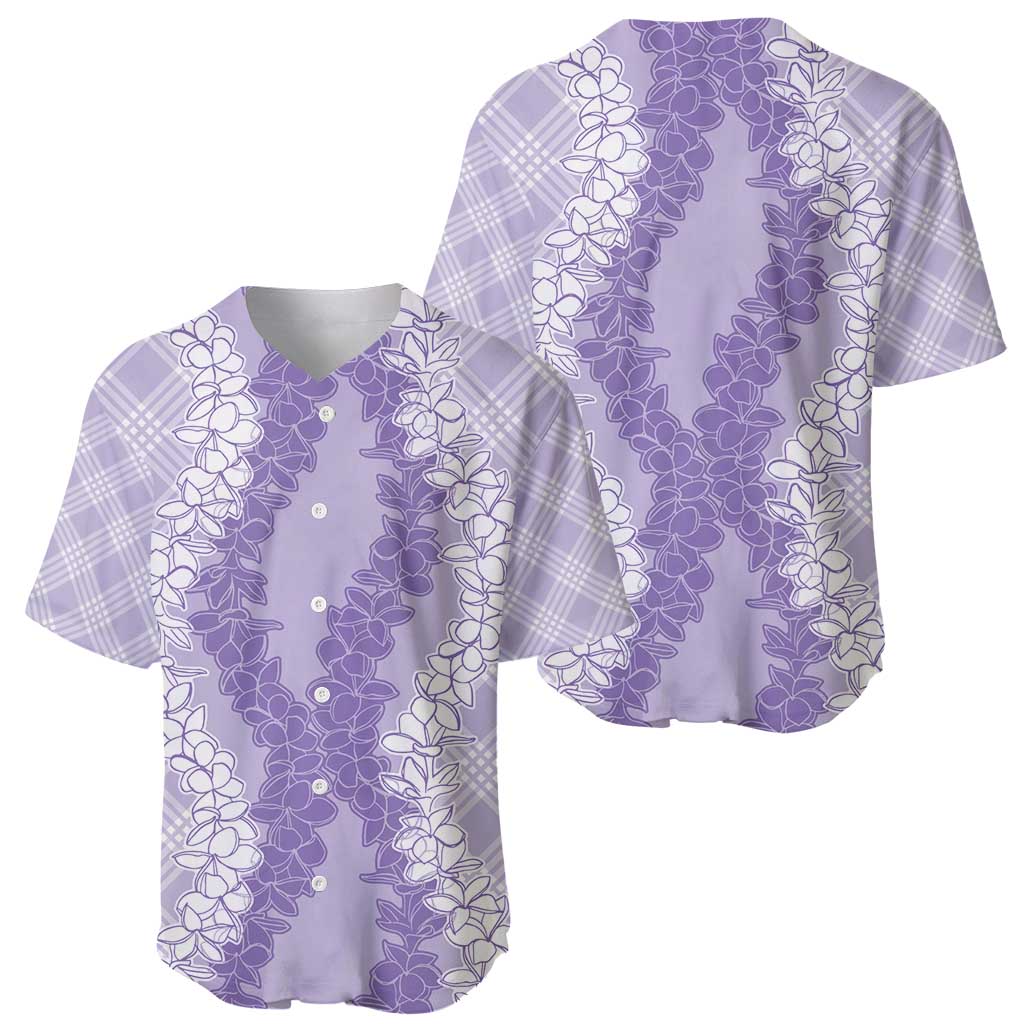 Hawaii Aloha Plumeria Lei Lavender Palaka Baseball Jersey - Polynesian Pride
