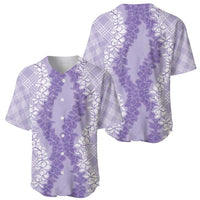 Hawaii Aloha Plumeria Lei Lavender Palaka Baseball Jersey - Polynesian Pride