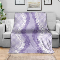 Hawaii Aloha Plumeria Lei Lavender Palaka Blanket - Polynesian Pride
