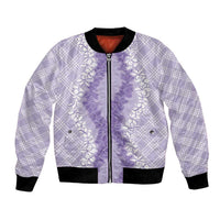 Hawaii Aloha Plumeria Lei Lavender Palaka Bomber Jacket - Polynesian Pride