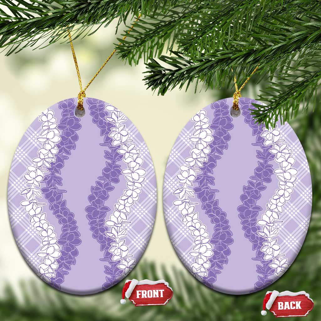 Hawaii Aloha Plumeria Lei Lavender Palaka Ceramic Ornament - Polynesian Pride