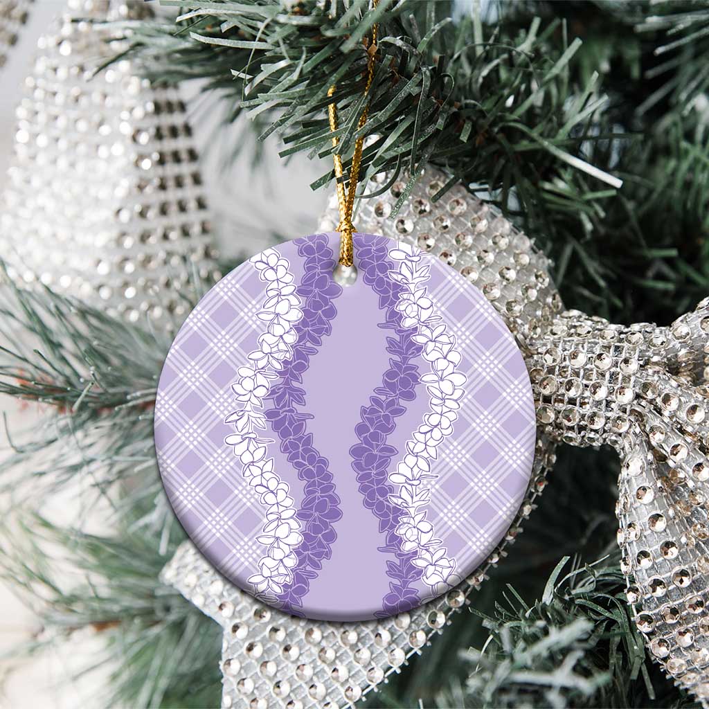 Hawaii Aloha Plumeria Lei Lavender Palaka Ceramic Ornament - Polynesian Pride