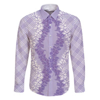 Hawaii Aloha Plumeria Lei Lavender Palaka Family Matching Mermaid Dress and Hawaiian Shirt - Polynesian Pride