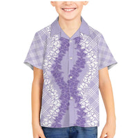 Hawaii Aloha Plumeria Lei Lavender Palaka Family Matching Mermaid Dress and Hawaiian Shirt - Polynesian Pride