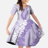 Hawaii Aloha Plumeria Lei Lavender Palaka Family Matching Off Shoulder Maxi Dress and Hawaiian Shirt - Polynesian Pride