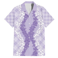 Hawaii Aloha Plumeria Lei Lavender Palaka Family Matching Puletasi and Hawaiian Shirt - Polynesian Pride