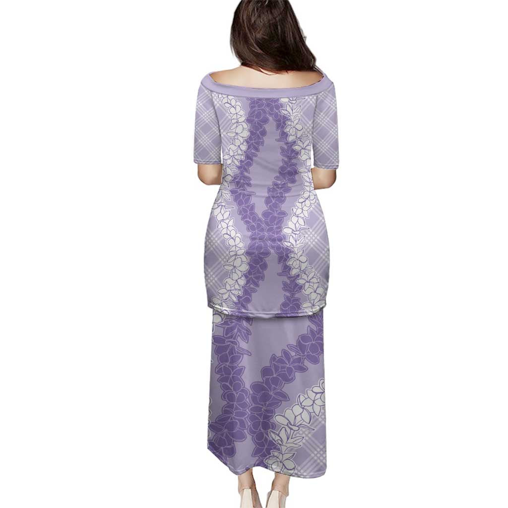 Hawaii Aloha Plumeria Lei Lavender Palaka Family Matching Puletasi and Hawaiian Shirt - Polynesian Pride