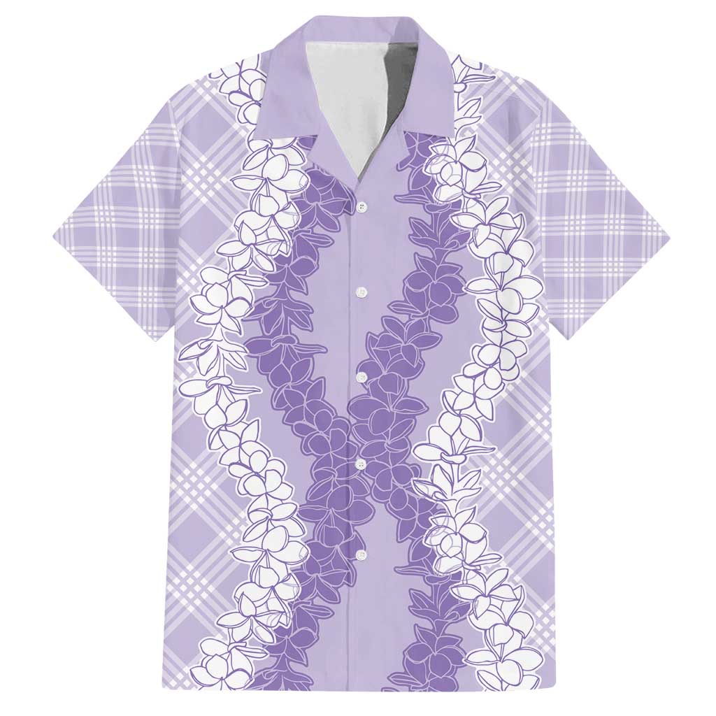 Hawaii Aloha Plumeria Lei Lavender Palaka Family Matching Tank Maxi Dress and Hawaiian Shirt - Polynesian Pride