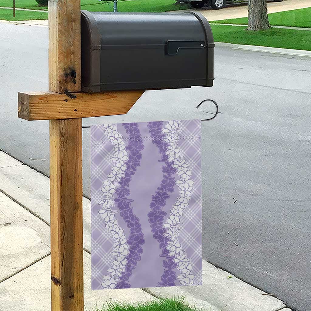 Hawaii Aloha Plumeria Lei Lavender Palaka Garden Flag - Polynesian Pride