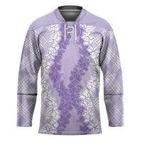 Hawaii Aloha Plumeria Lei Lavender Palaka Hockey Jersey - Polynesian Pride