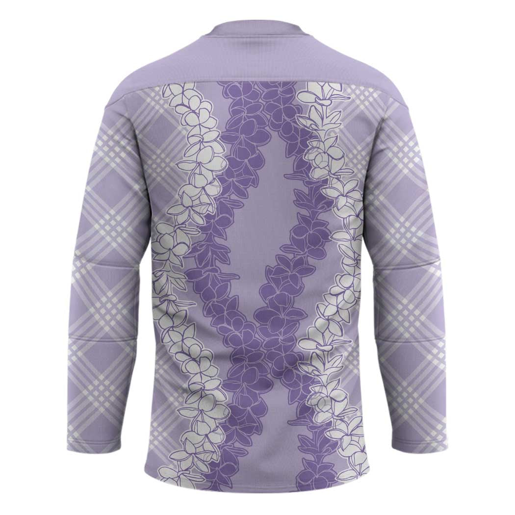 Hawaii Aloha Plumeria Lei Lavender Palaka Hockey Jersey - Polynesian Pride