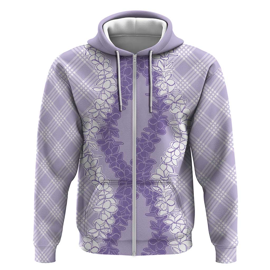 Hawaii Aloha Plumeria Lei Lavender Palaka Hoodie - Polynesian Pride