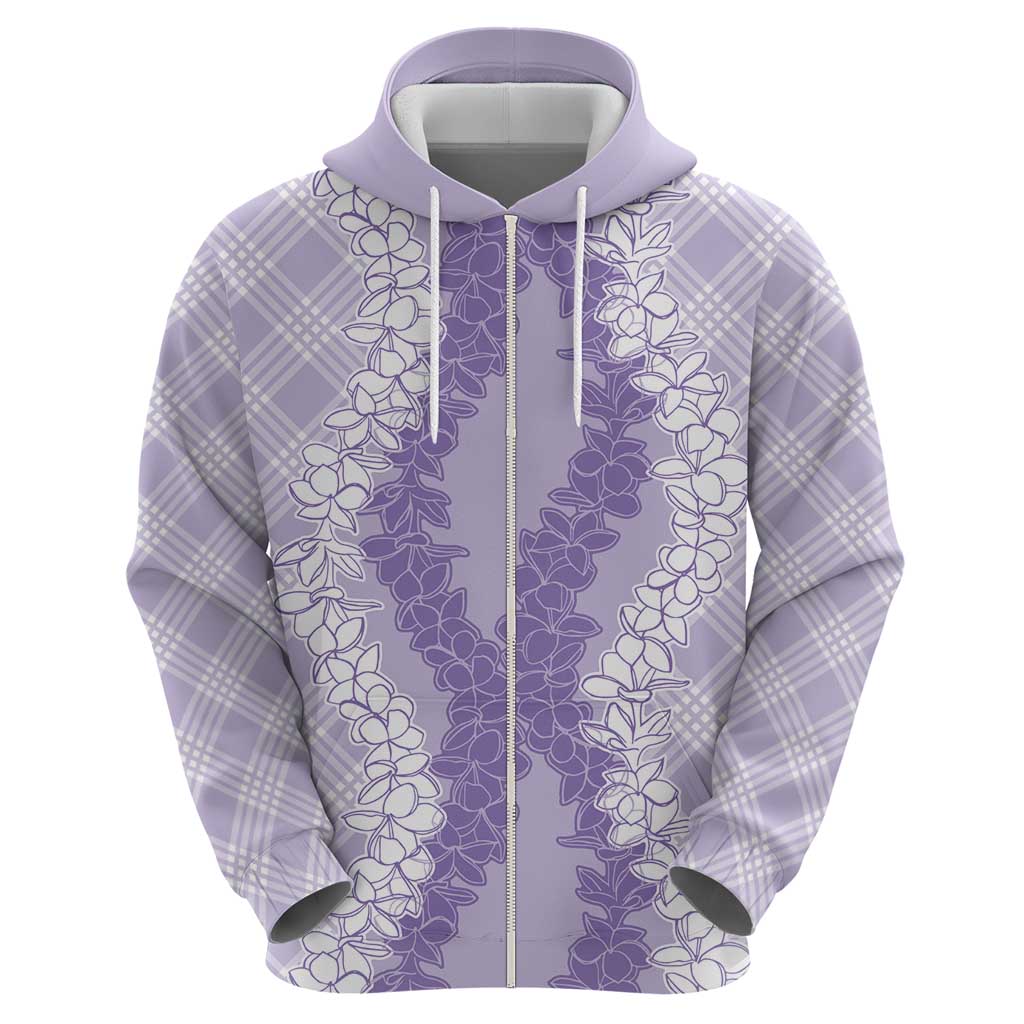 Hawaii Aloha Plumeria Lei Lavender Palaka Hoodie - Polynesian Pride