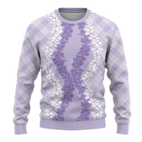 Hawaii Aloha Plumeria Lei Lavender Palaka Ugly Christmas Sweater - Polynesian Pride