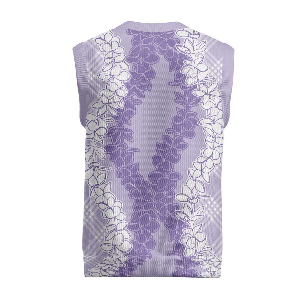 Hawaii Aloha Plumeria Lei Lavender Palaka Christmas Knitted V-Neck Vest - Polynesian Pride