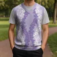 Hawaii Aloha Plumeria Lei Lavender Palaka Christmas Knitted V-Neck Vest - Polynesian Pride