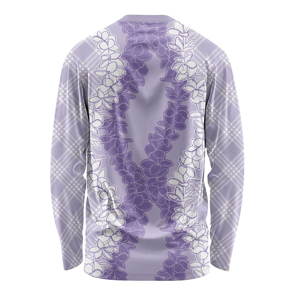 Hawaii Aloha Plumeria Lei Lavender Palaka Long Sleeve Shirt - Polynesian Pride