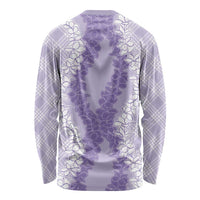 Hawaii Aloha Plumeria Lei Lavender Palaka Long Sleeve Shirt - Polynesian Pride