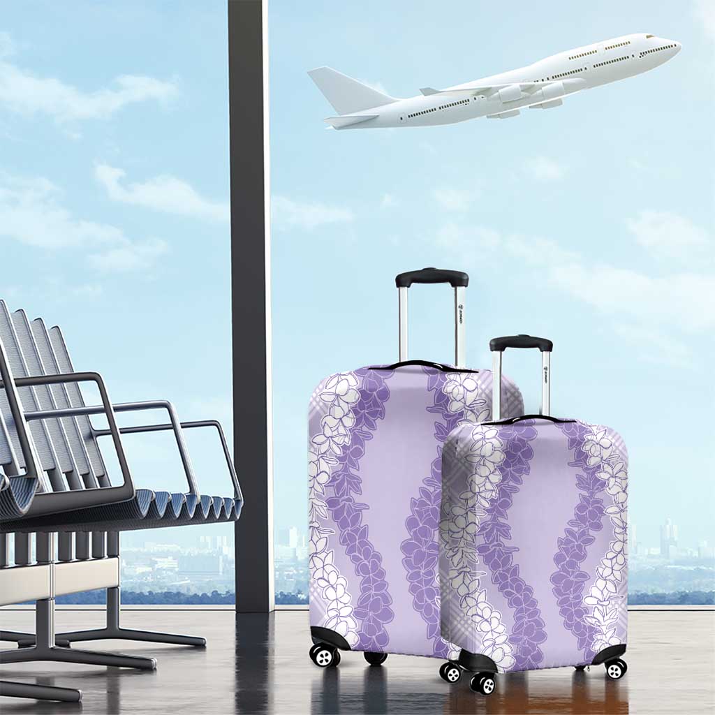 Hawaii Aloha Plumeria Lei Lavender Palaka Luggage Cover - Polynesian Pride