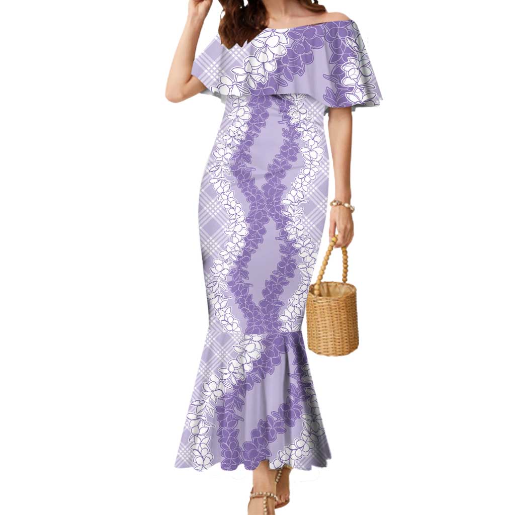Hawaii Aloha Plumeria Lei Lavender Palaka Mermaid Dress - Polynesian Pride