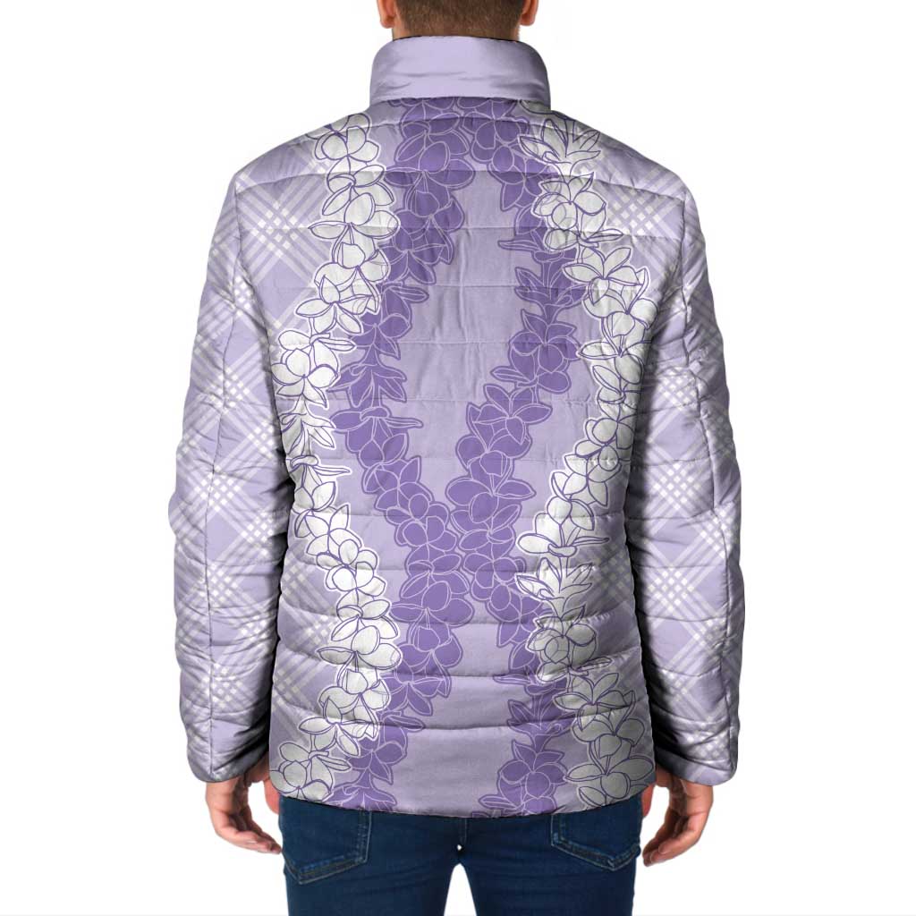 Hawaii Aloha Plumeria Lei Lavender Palaka Padded Jacket - Polynesian Pride
