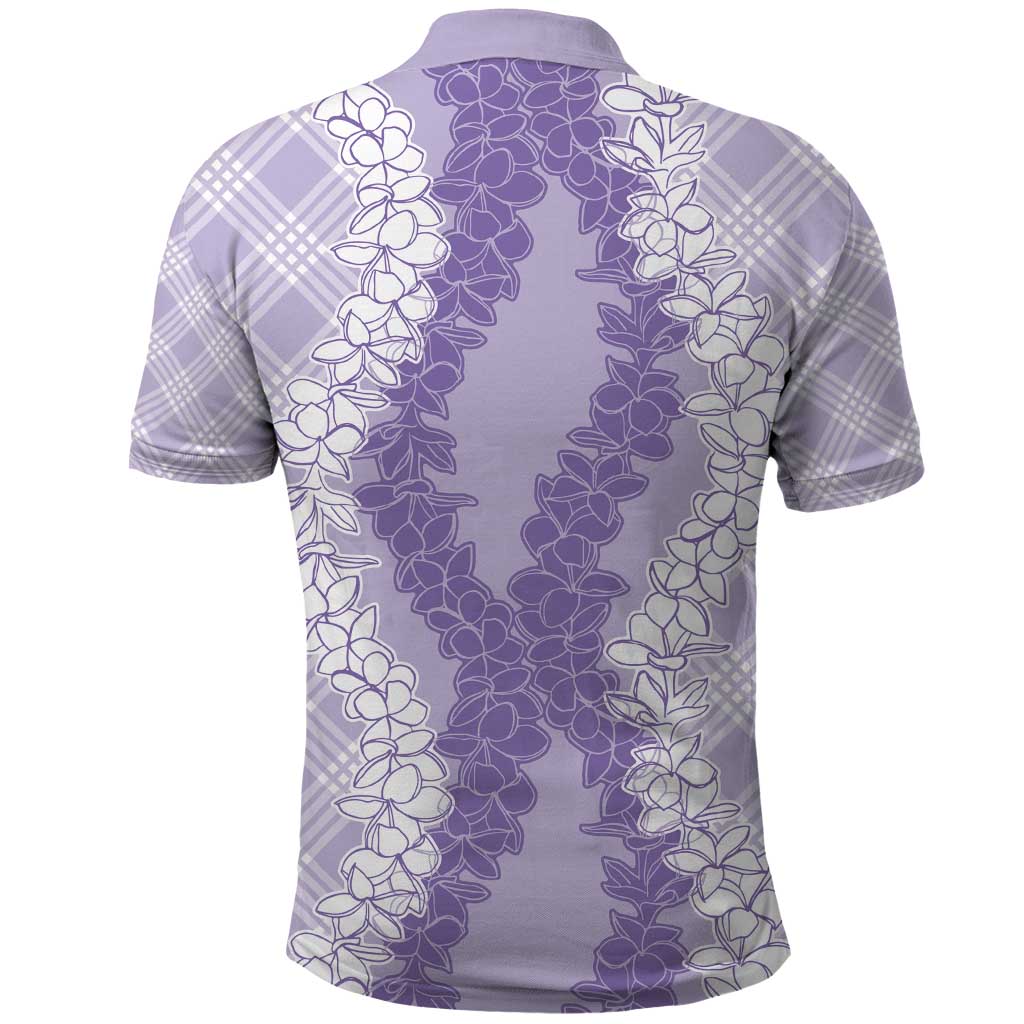 Hawaii Aloha Plumeria Lei Lavender Palaka Polo Shirt - Polynesian Pride