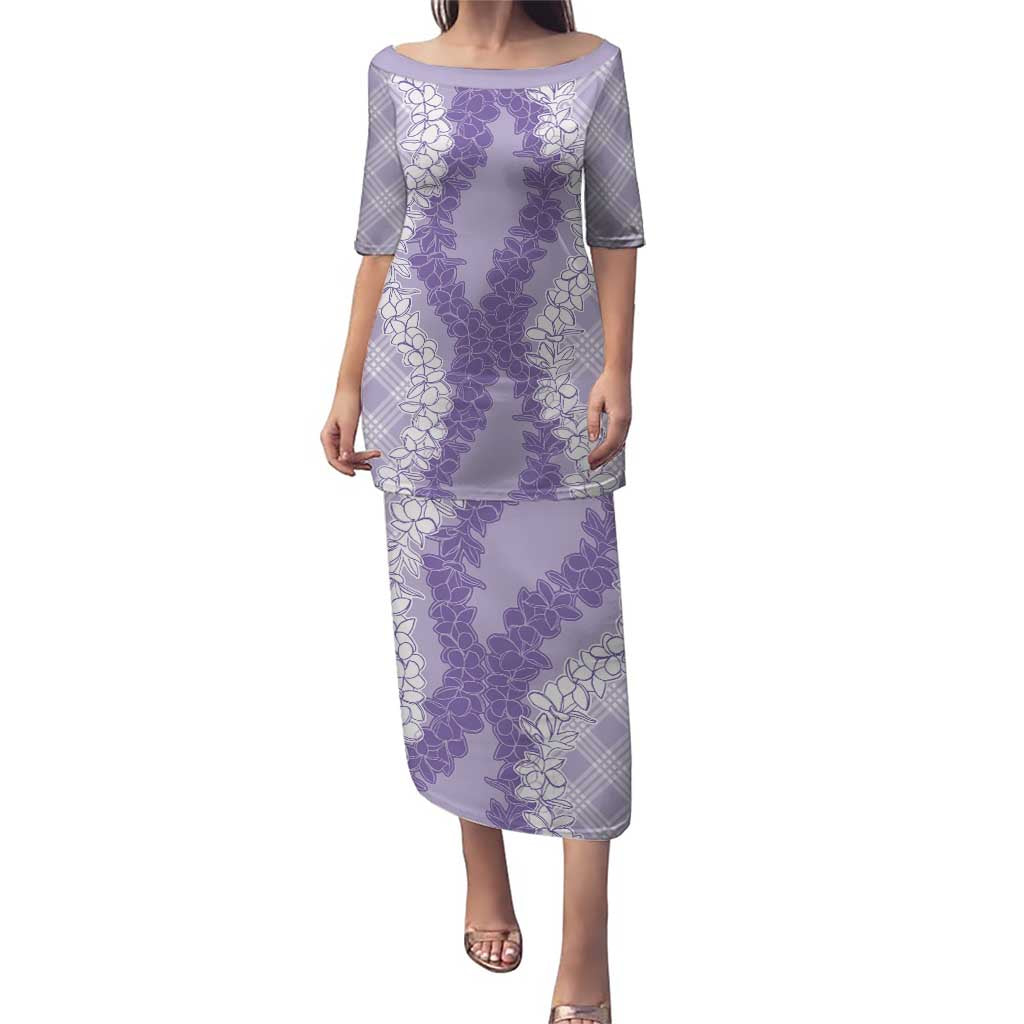 Hawaii Aloha Plumeria Lei Lavender Palaka Puletasi - Polynesian Pride