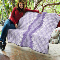 Hawaii Aloha Plumeria Lei Lavender Palaka Quilt - Polynesian Pride