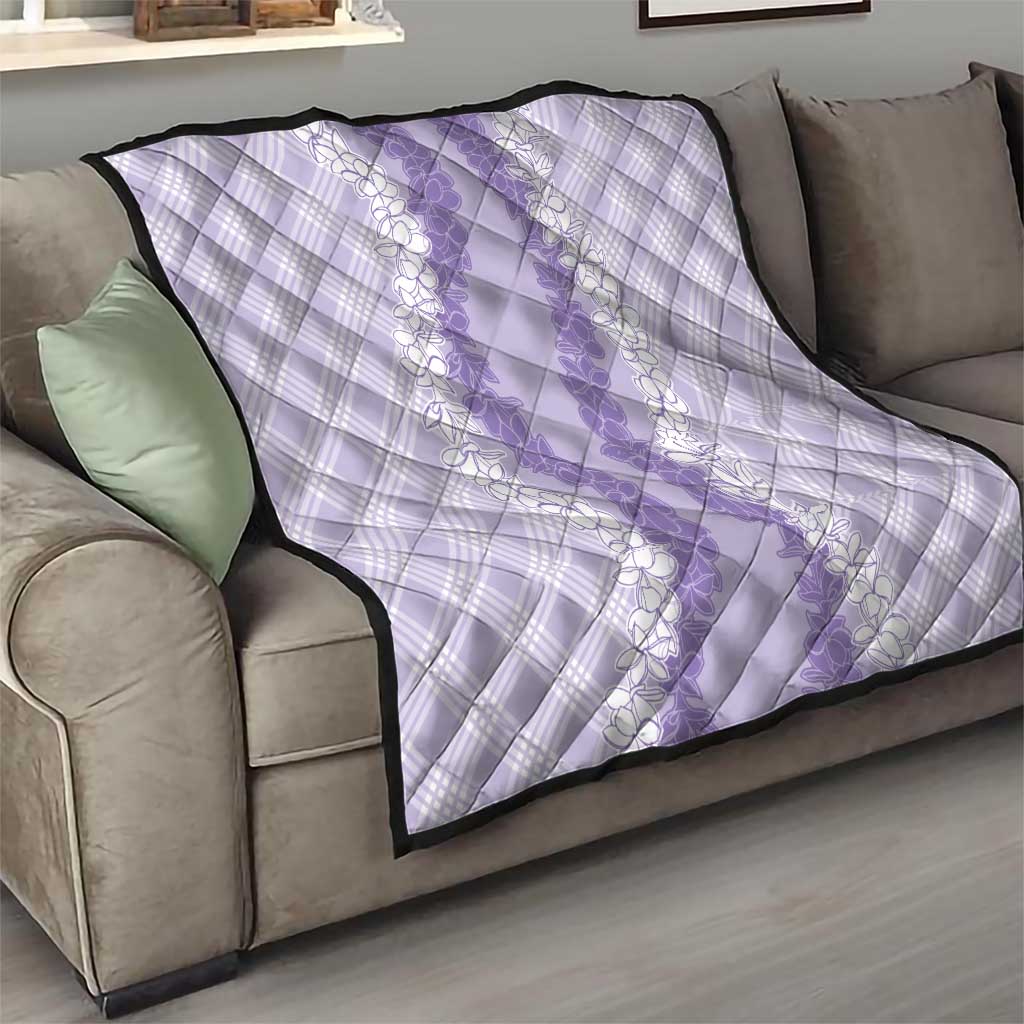 Hawaii Aloha Plumeria Lei Lavender Palaka Quilt - Polynesian Pride