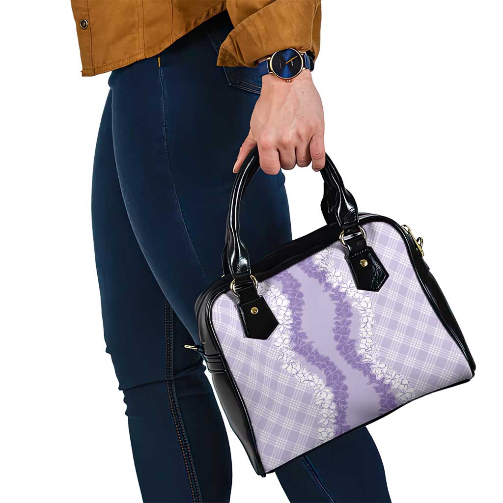 Hawaii Aloha Plumeria Lei Lavender Palaka Shoulder Handbag - Polynesian Pride
