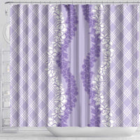 Hawaii Aloha Plumeria Lei Lavender Palaka Shower Curtain - Polynesian Pride