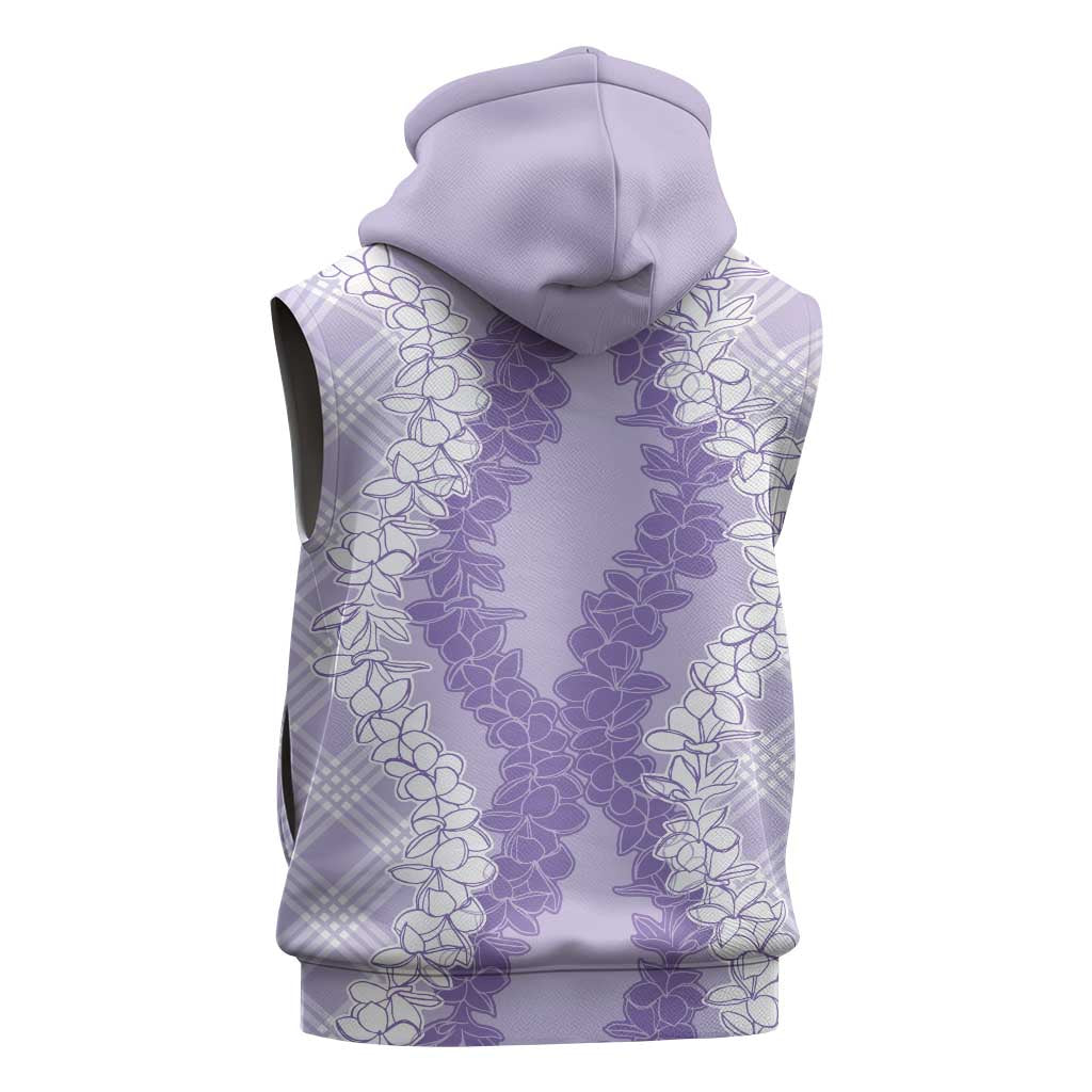 Hawaii Aloha Plumeria Lei Lavender Palaka Sleeveless Hoodie - Polynesian Pride
