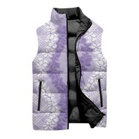 Hawaii Aloha Plumeria Lei Lavender Palaka Sleeveless Puffer Jacket - Polynesian Pride