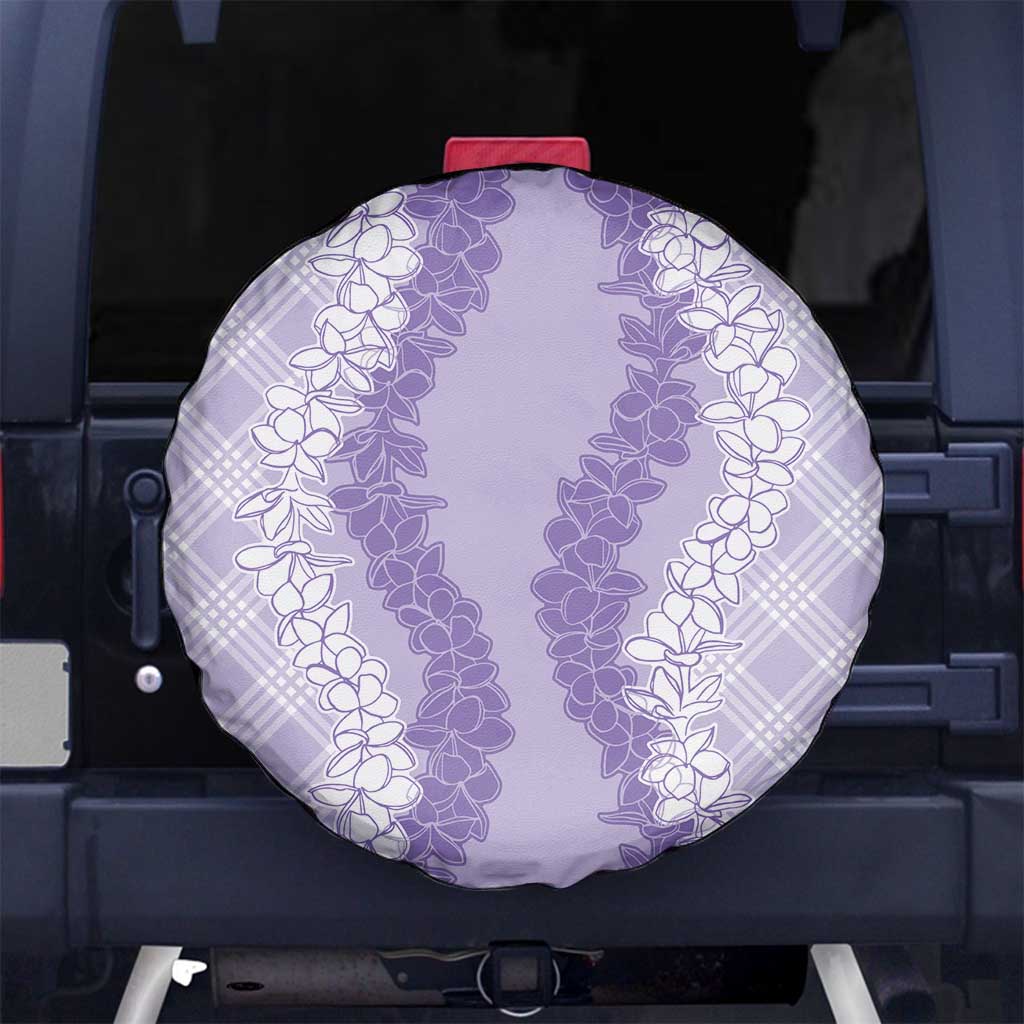 Hawaii Aloha Plumeria Lei Lavender Palaka Spare Tire Cover - Polynesian Pride