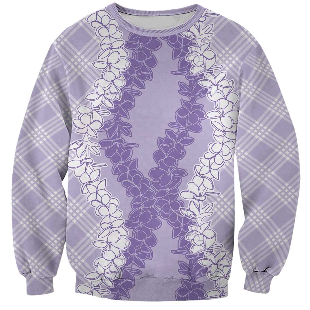 Hawaii Aloha Plumeria Lei Lavender Palaka Sweatshirt - Polynesian Pride