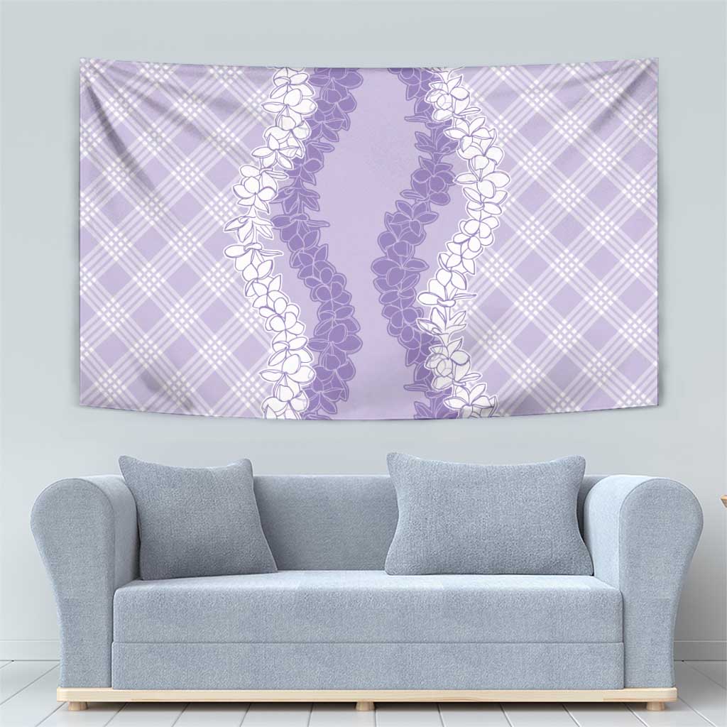 Hawaii Aloha Plumeria Lei Lavender Palaka Tapestry - Polynesian Pride
