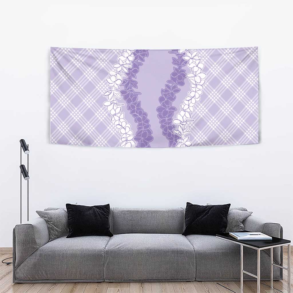 Hawaii Aloha Plumeria Lei Lavender Palaka Tapestry - Polynesian Pride
