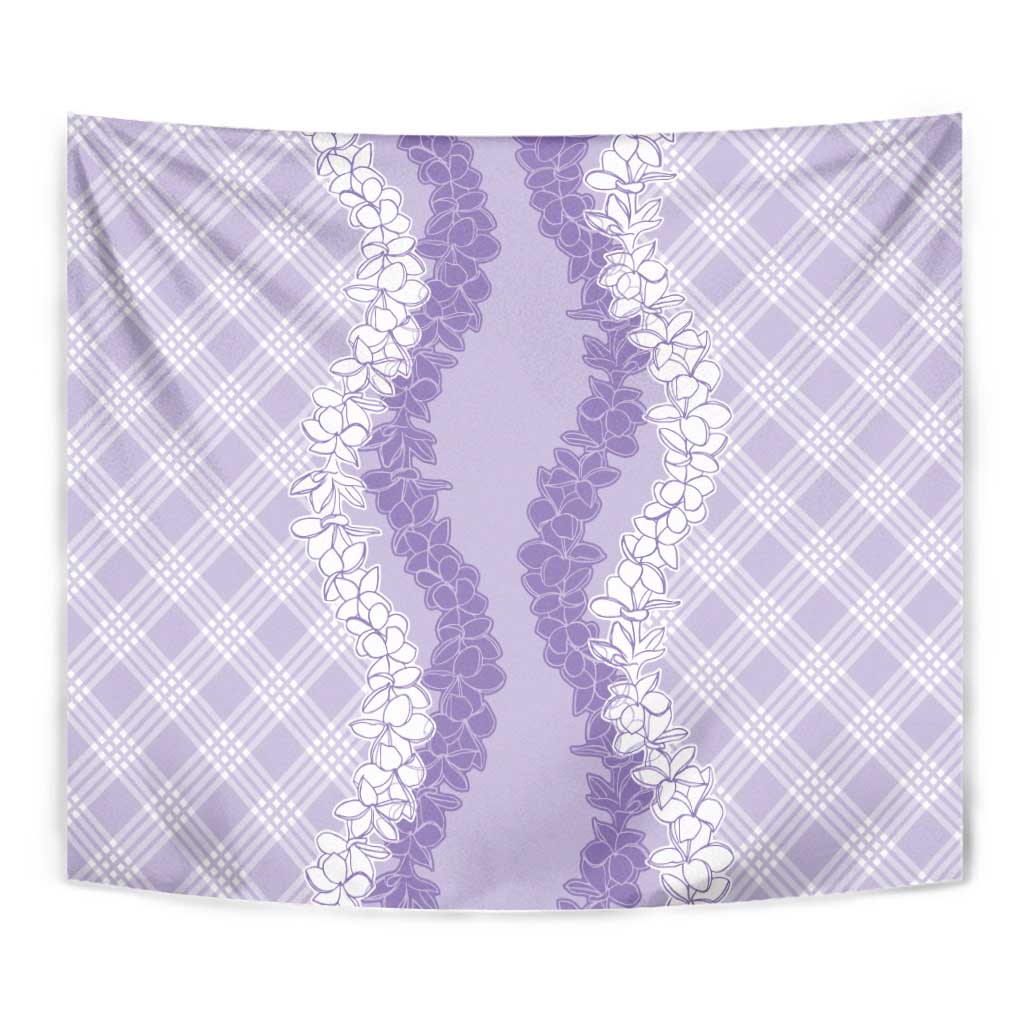 Hawaii Aloha Plumeria Lei Lavender Palaka Tapestry - Polynesian Pride
