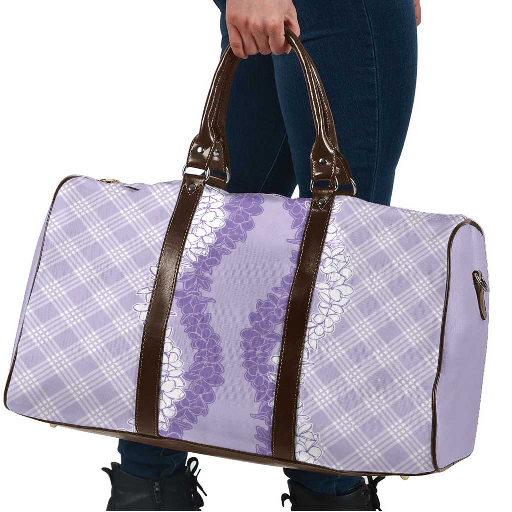 Hawaii Aloha Plumeria Lei Lavender Palaka Travel Bag - Polynesian Pride