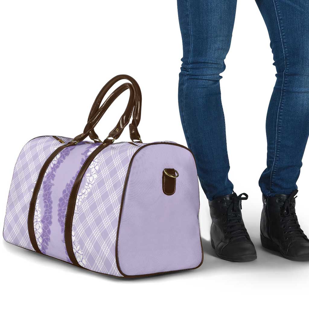 Hawaii Aloha Plumeria Lei Lavender Palaka Travel Bag - Polynesian Pride