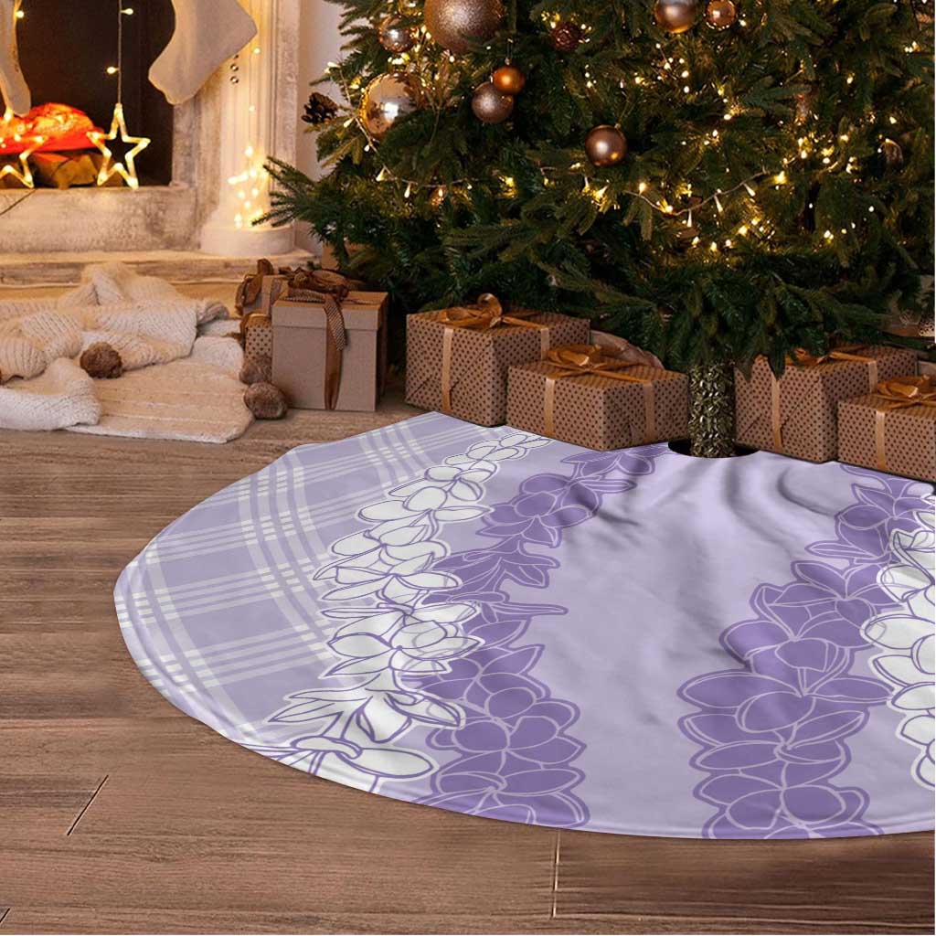 Hawaii Aloha Plumeria Lei Lavender Palaka Tree Skirt - Polynesian Pride