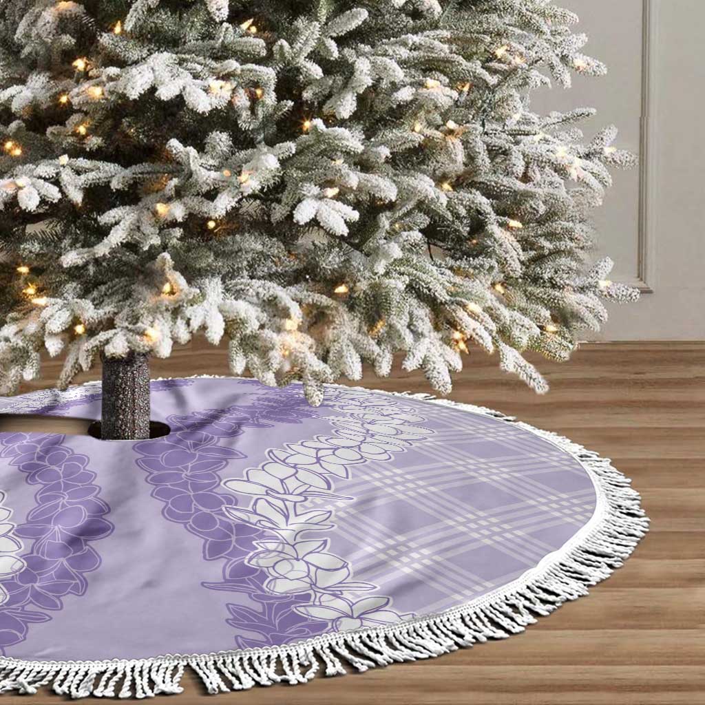 Hawaii Aloha Plumeria Lei Lavender Palaka Tree Skirt - Polynesian Pride