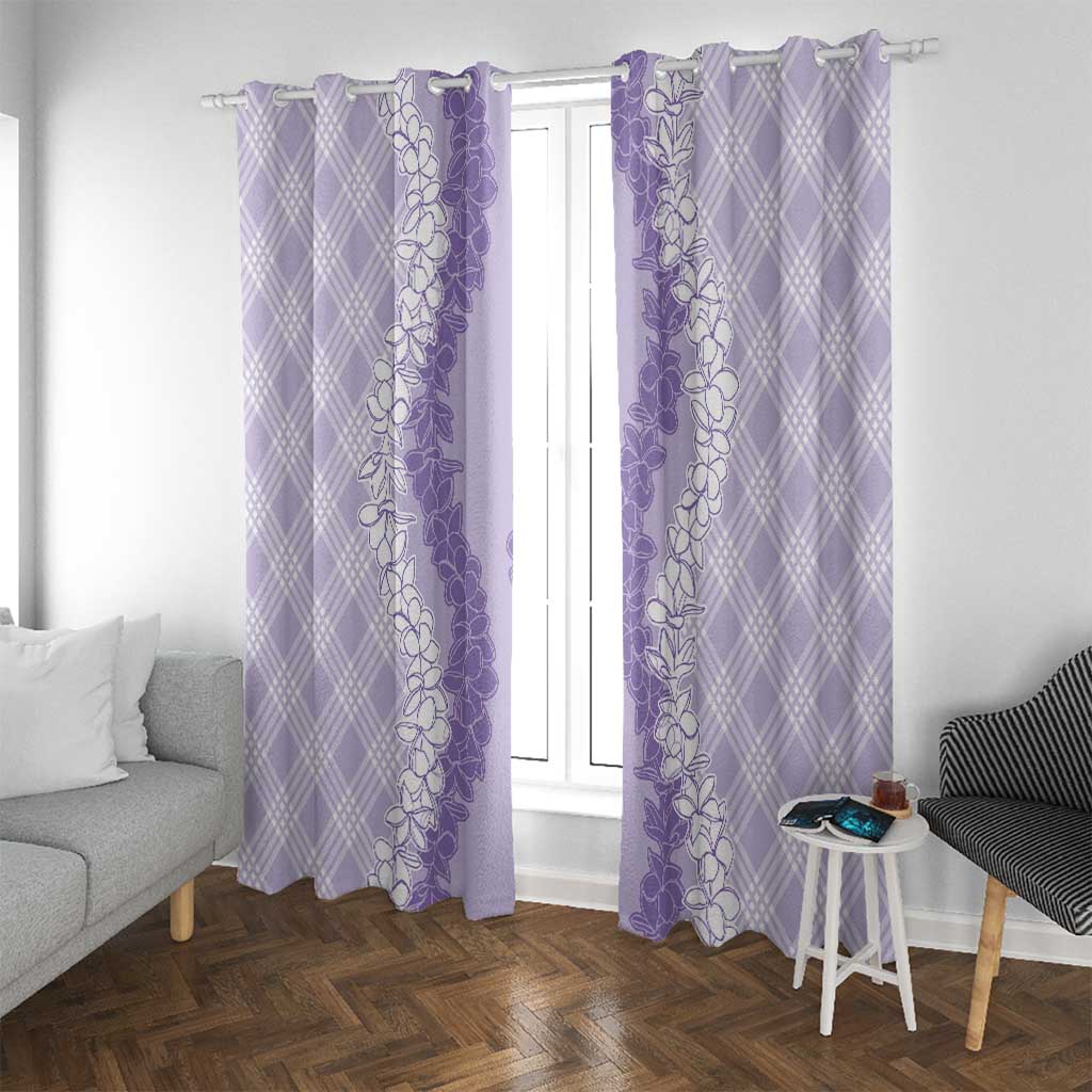 Hawaii Aloha Plumeria Lei Lavender Palaka Window Curtain - Polynesian Pride