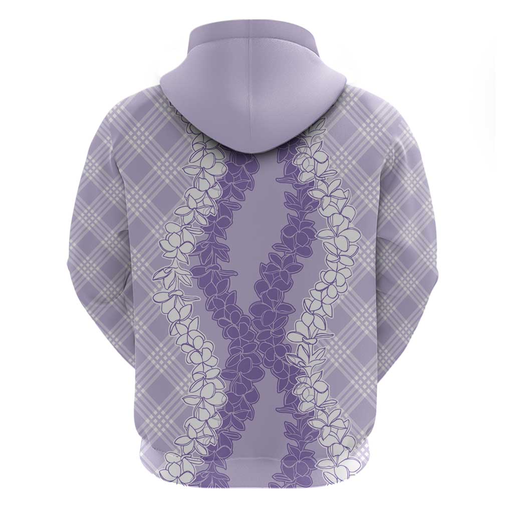 Hawaii Aloha Plumeria Lei Lavender Palaka Zip Hoodie - Polynesian Pride